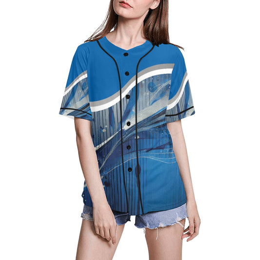 Blue Liquid Women's All Over Print Baseball Jersey(ModelT50)