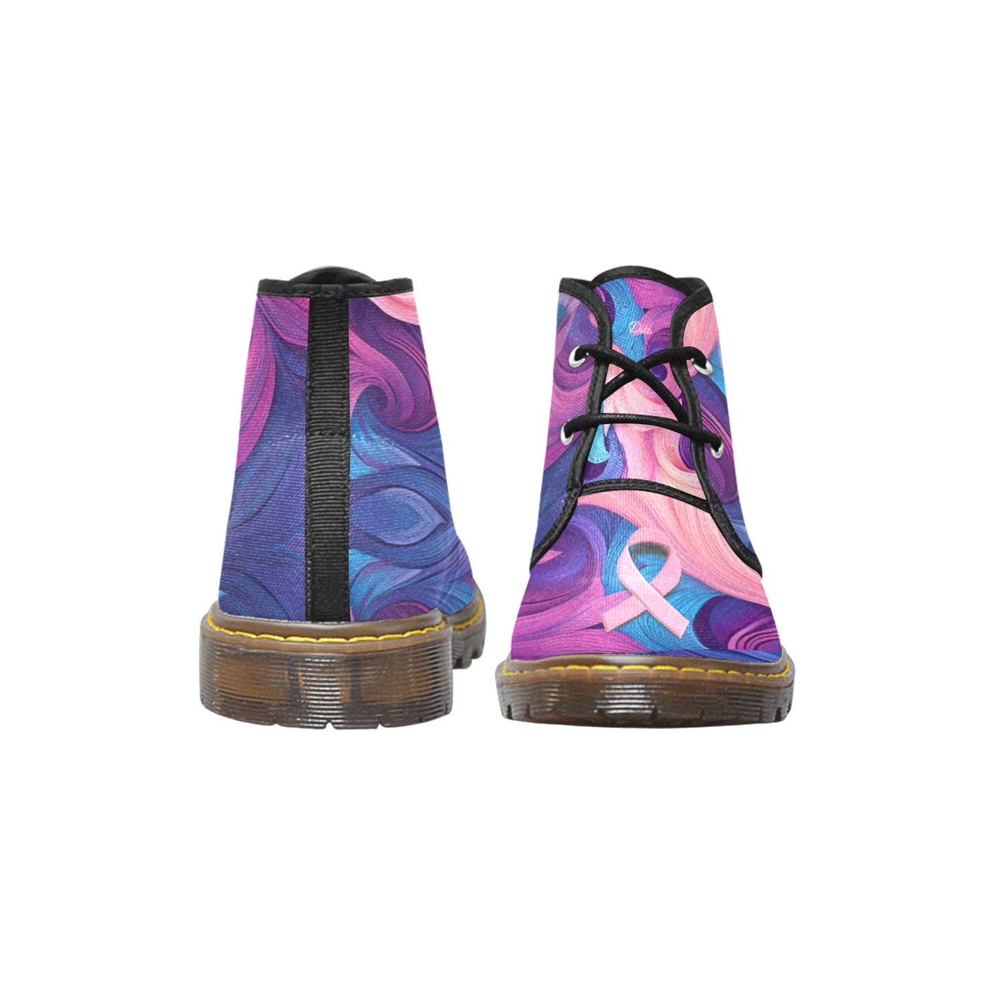Awareness Blue Pink Women's Canvas Chukka Boots (Model 2402-1)