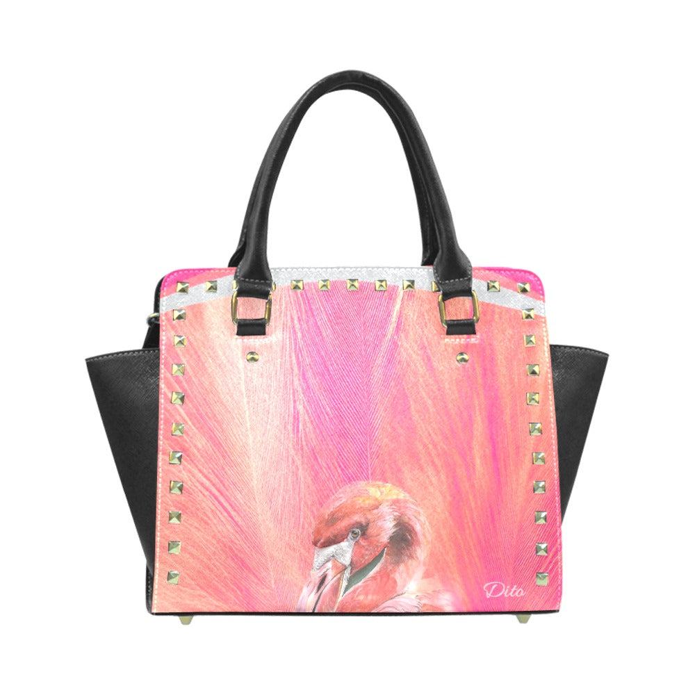 *Flamingo Rivet Shoulder Handbag