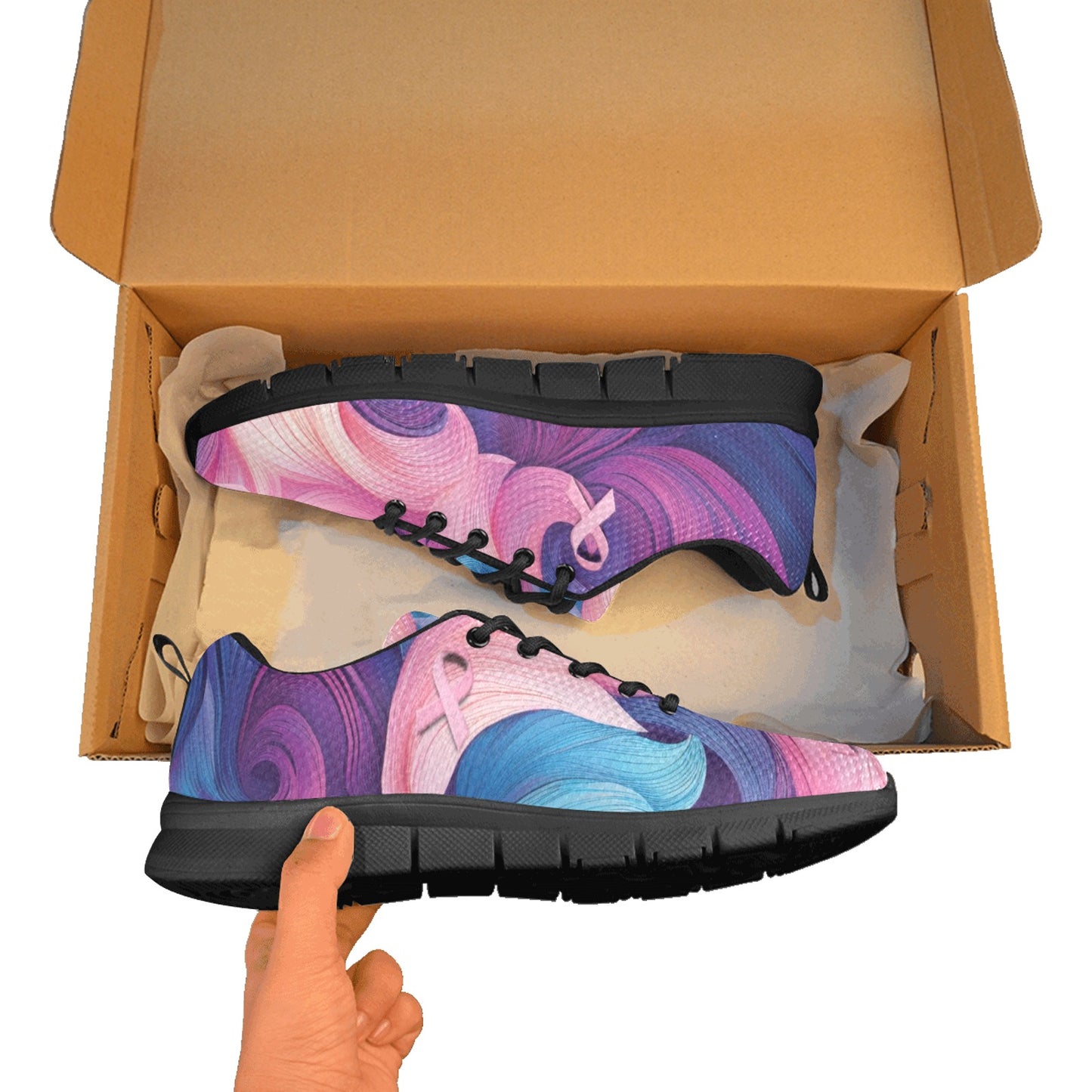 Awareness Blue Pink Men's Breathable Sneakers (Model 055)