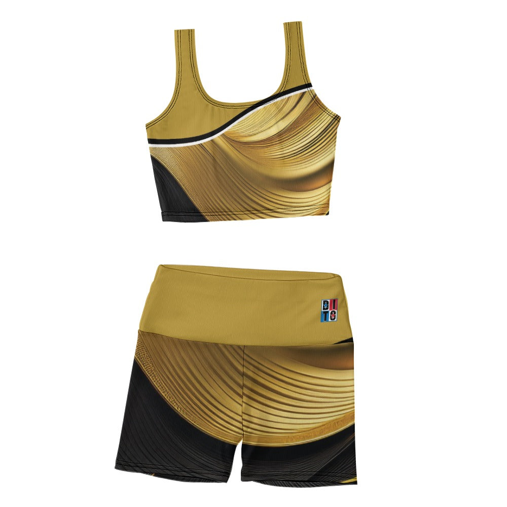 Black Gold Thread Yoga Vest Set